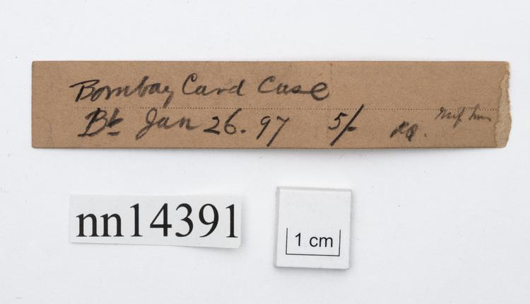 General view of label of Horniman Museum object no nn14391