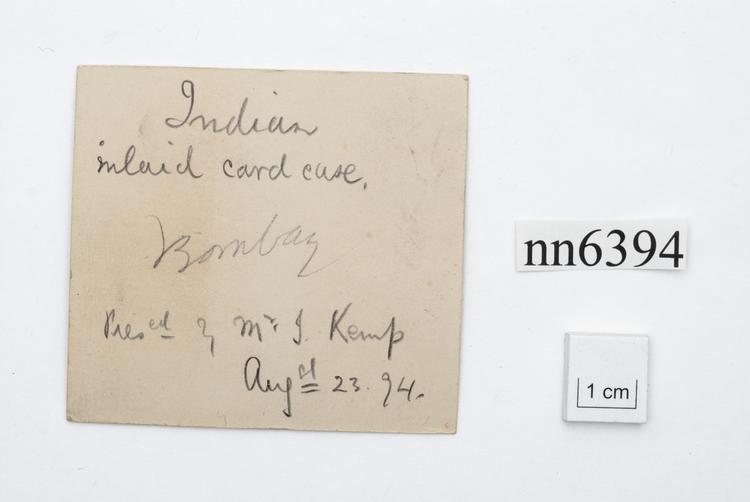 General view of label of Horniman Museum object no nn6394