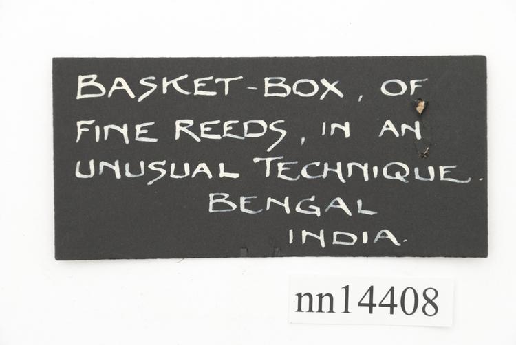 General view of label of Horniman Museum object no nn14408