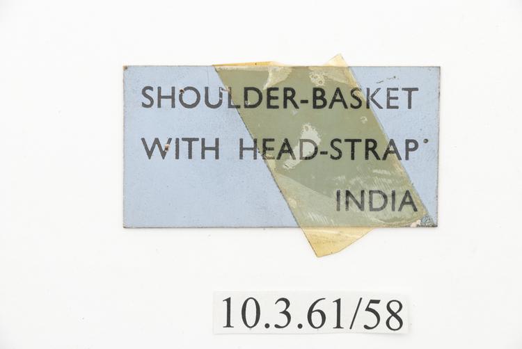 General view of label of Horniman Museum object no 10.3.61/58