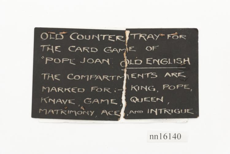 General view of label of Horniman Museum object no nn16140