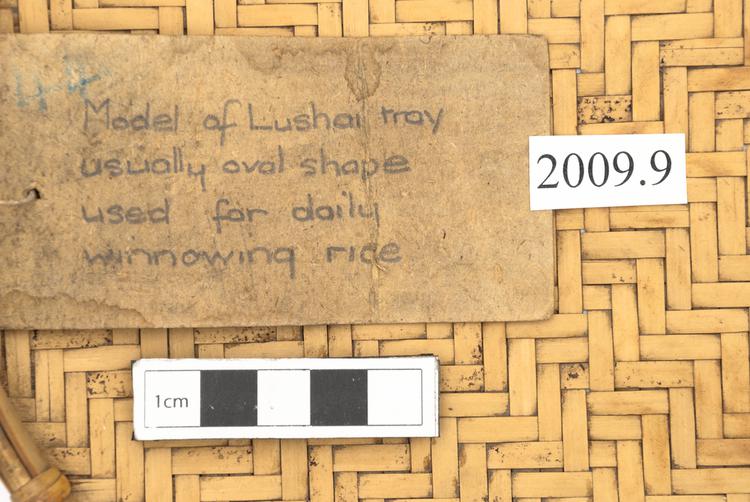 General view of label of Horniman Museum object no 2009.9