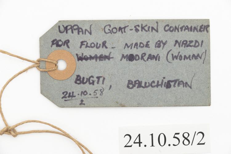 General view of label of Horniman Museum object no 24.10.58/2