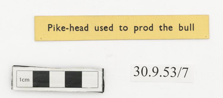 General view of label of Horniman Museum object no 30.9.53/7