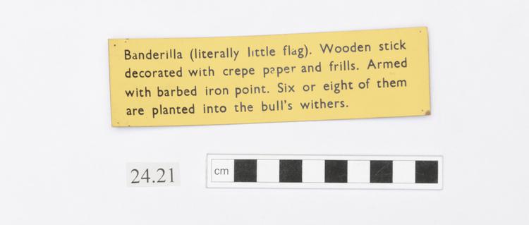 General view of label of Horniman Museum object no 24.21