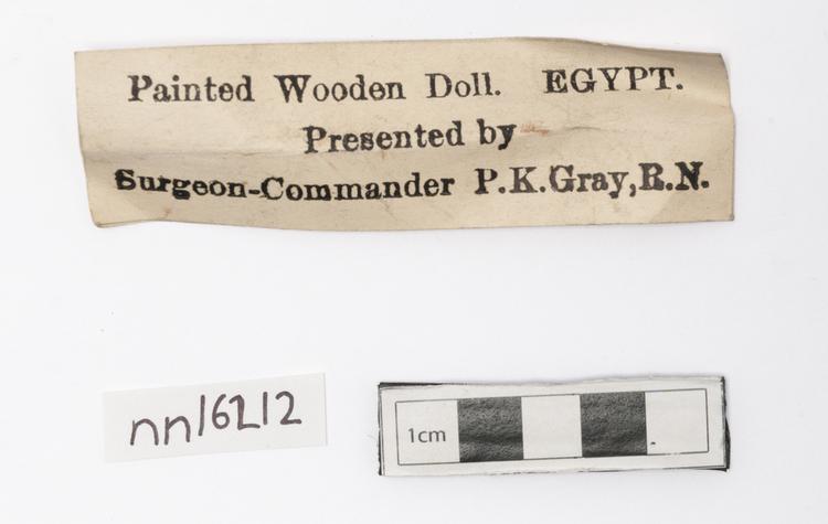 Rear view of label of Horniman Museum object no nn16212