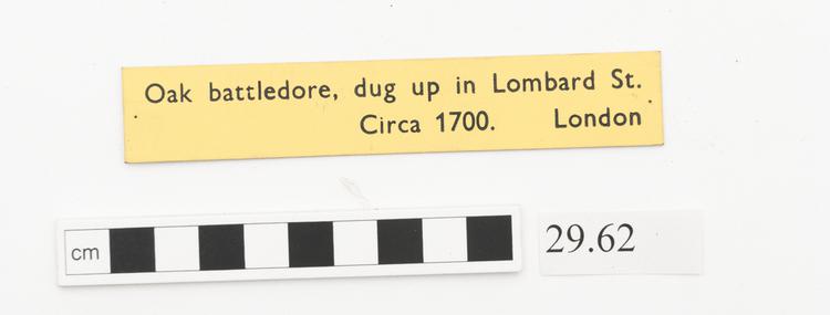 General view of label of Horniman Museum object no 29.62