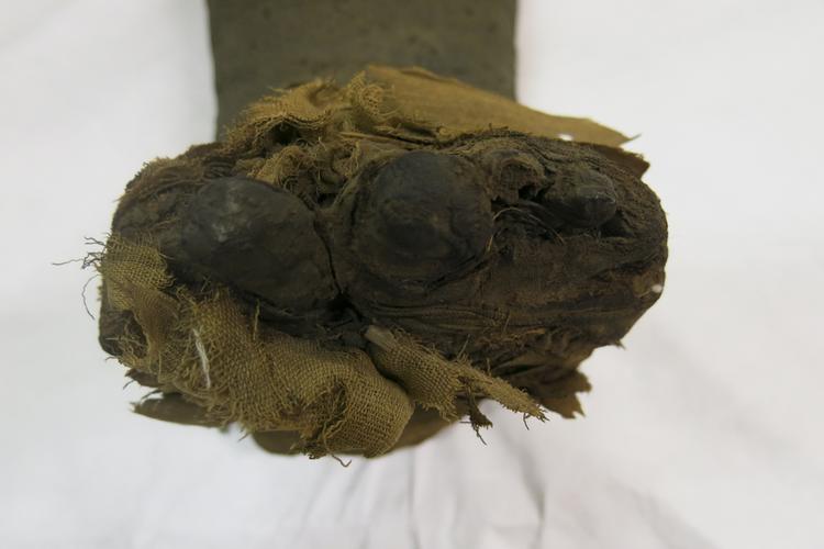Top view of detail of feet of Horniman Museum object no 4506c