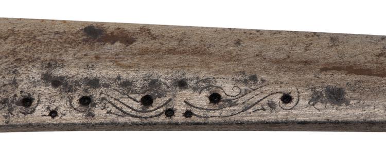 Detail of engraving on blade of Horniman Museum object no 2013.323.1