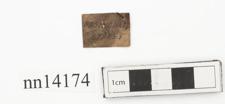 General view of label of Horniman Museum object no nn14174