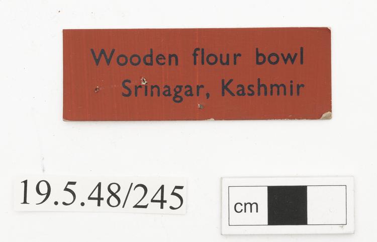 General view of label of Horniman Museum object no 19.5.48/245