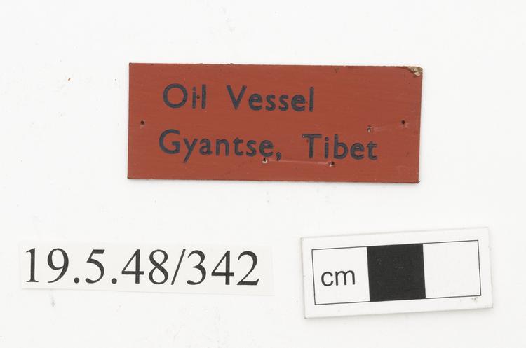 General view of label of Horniman Museum object no 19.5.48/342