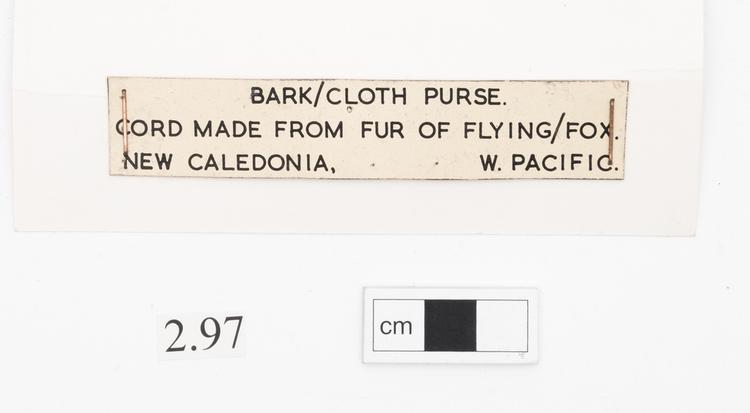 General view of label of Horniman Museum object no 2.97