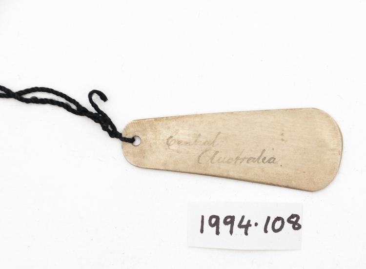 General view of label of Horniman Museum object no 1994.108