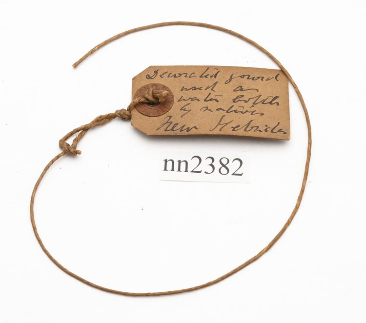 General view of label of Horniman Museum object no nn2382