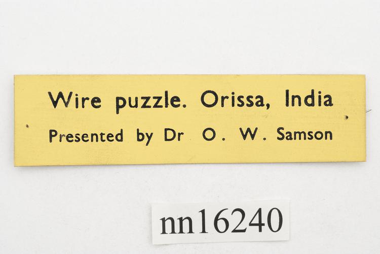 General view of label of Horniman Museum object no nn16240