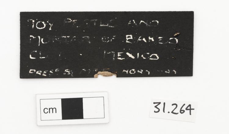 General view of label of Horniman Museum object no 31.264