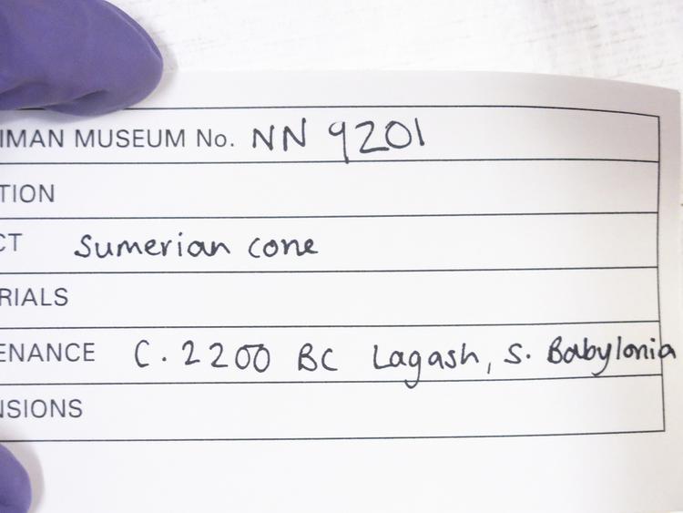 Label of part of Horniman Museum object no nn9201