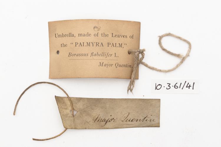 General view of label of Horniman Museum object no 10.3.61/41