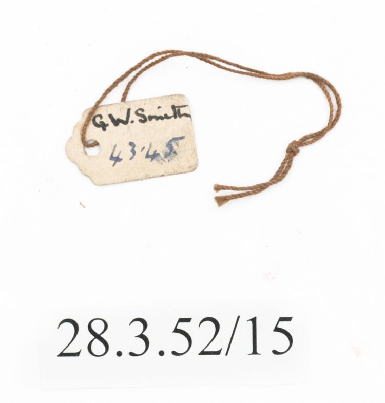 General view of label of Horniman Museum object no 28.3.52/15