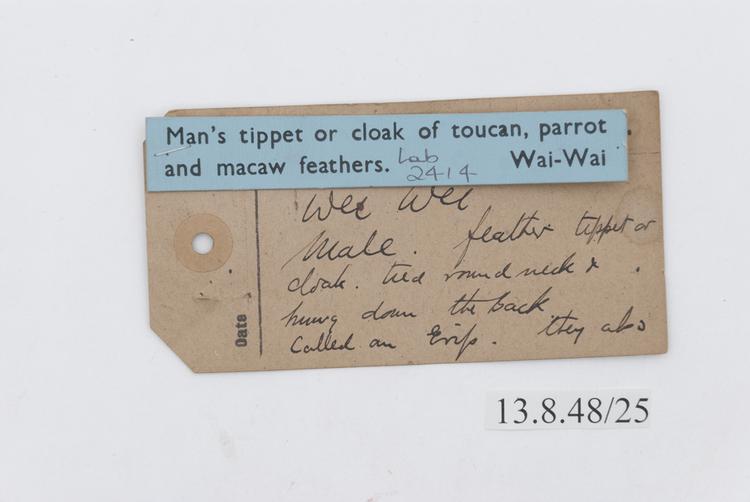 General view of label of Horniman Museum object no 13.8.48/25