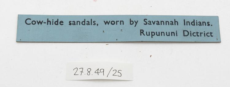 General view of label of Horniman Museum object no 27.8.49/25