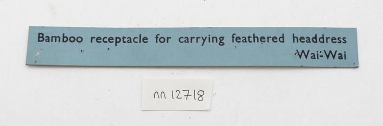 General view of label of Horniman Museum object no nn12718