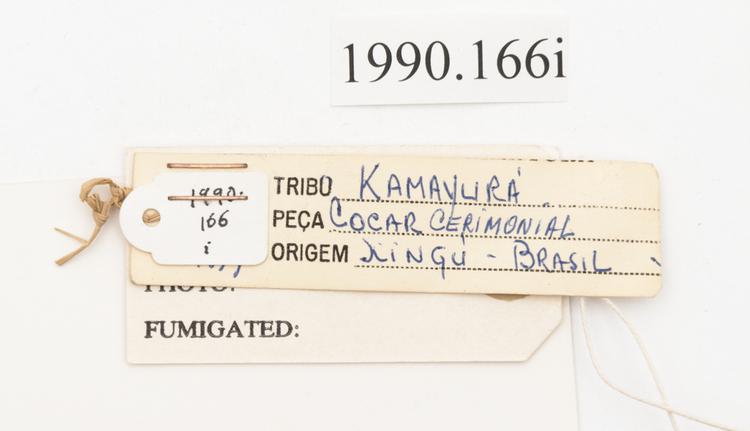 General view of label of Horniman Museum object no 1990.166i