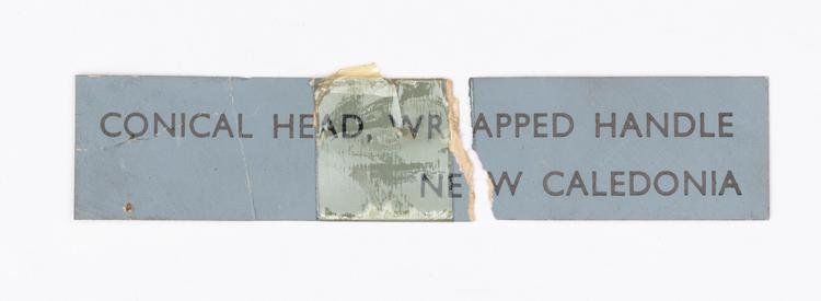 General view of label of Horniman Museum object no 20.4