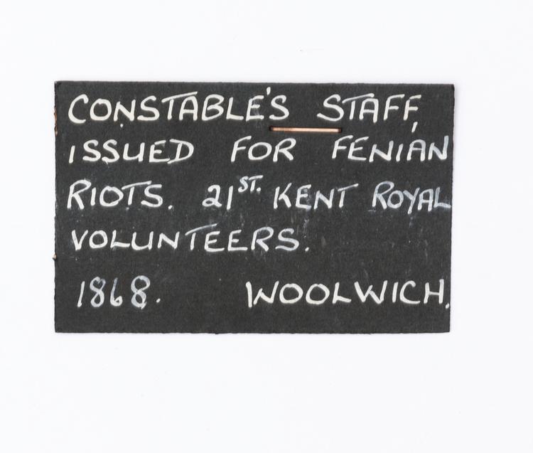General view of label of Horniman Museum object no 1.50