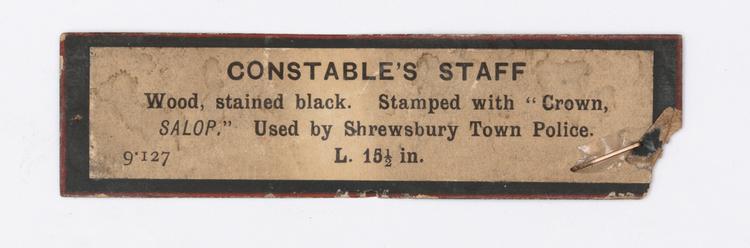 General view of label of Horniman Museum object no 99.127
