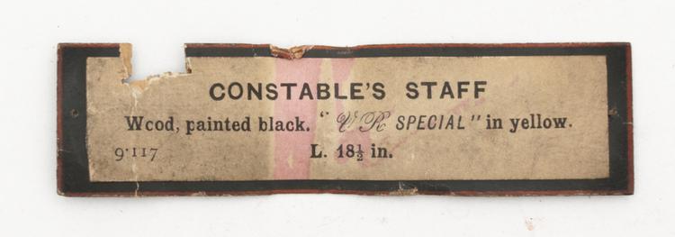 General view of label of Horniman Museum object no 99.117