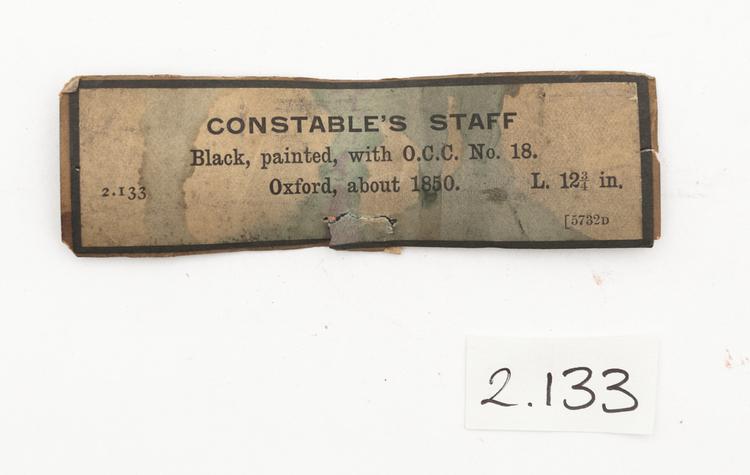 General view of label of Horniman Museum object no 2.133