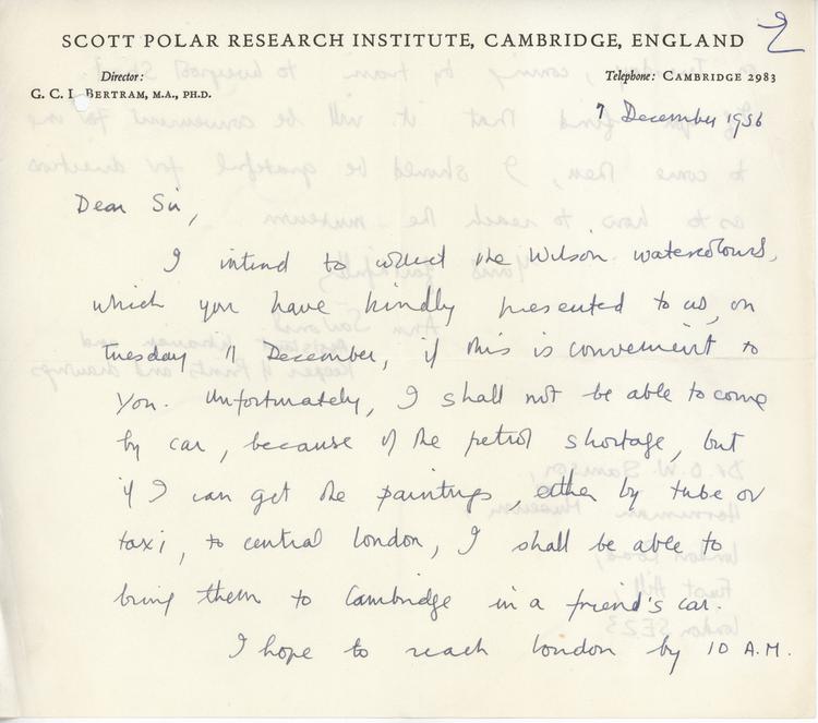 image of Letter by Ann Savours, regarding the collection of Captain Scott relics from the Horniman Museum