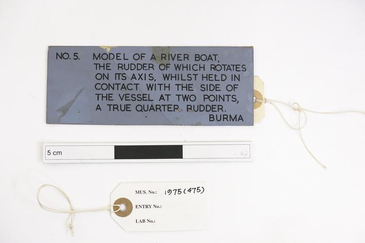 Detail view of label of Horniman Museum object no 1975