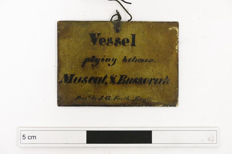 Detail view of label of Horniman Museum object no 1984