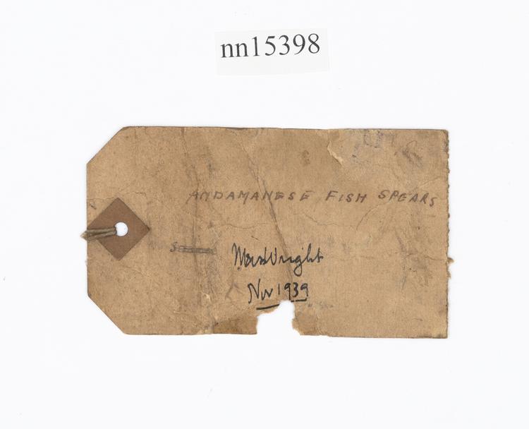 General view of label of Horniman Museum object no nn15398