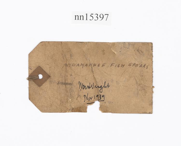 General view of label of Horniman Museum object no nn15397