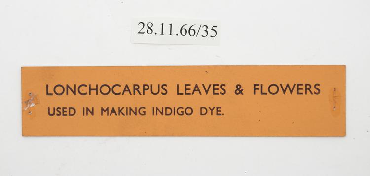 General view of label of Horniman Museum object no 28.11.66/35