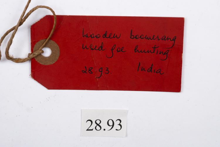 General view of label of Horniman Museum object no 28.93