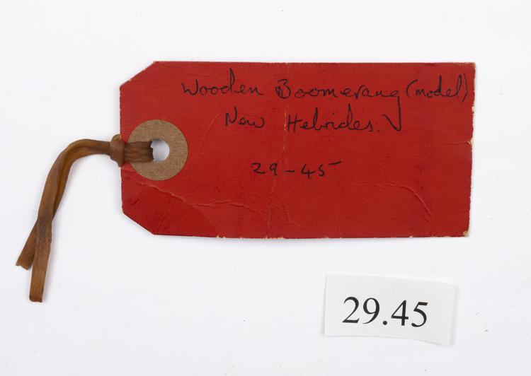 General view of label of Horniman Museum object no 29.145