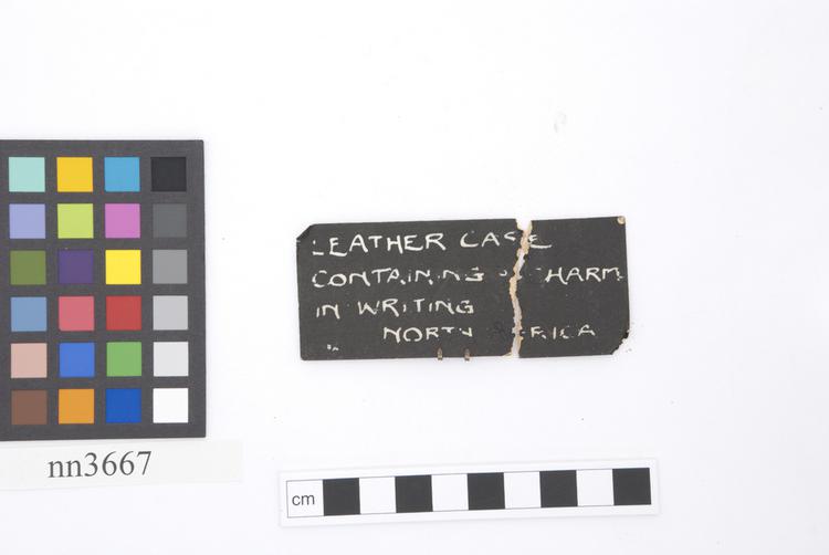 General view of label of Horniman Museum object no nn3667