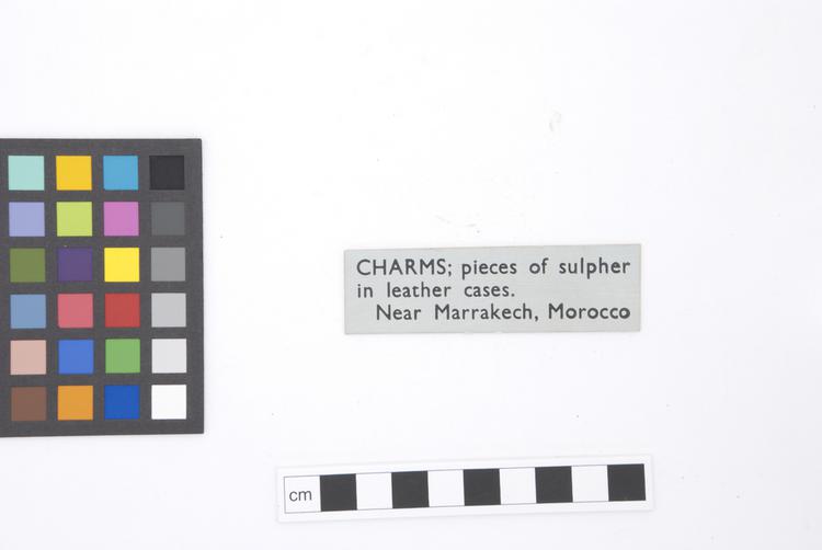 General view of label of Horniman Museum object no 22.65ii