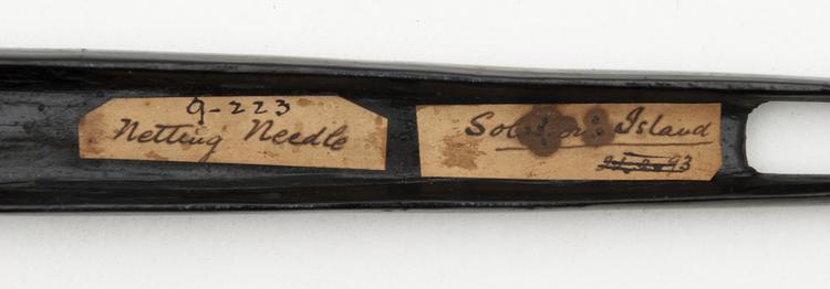 Detail view of label of Horniman Museum object no 9.223
