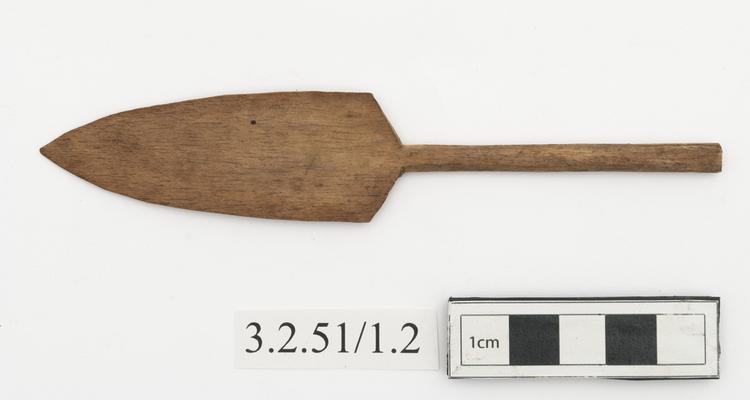 canoe paddle; dugout with single outrigger (dugout canoe model)
