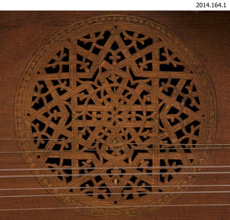 Detail of  decorated sound hole  of Horniman Museum object no 2014.164.1