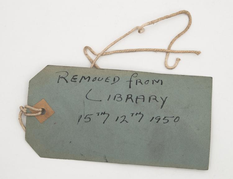 General view of label of Horniman Museum object no 99.178