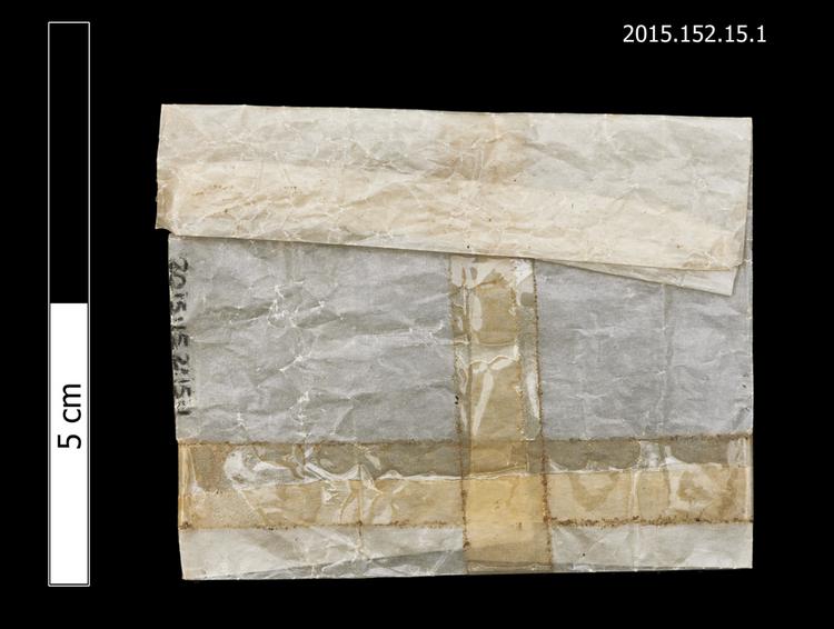 General view of envelope for spare string of Horniman Museum object no 2015.152.15.1