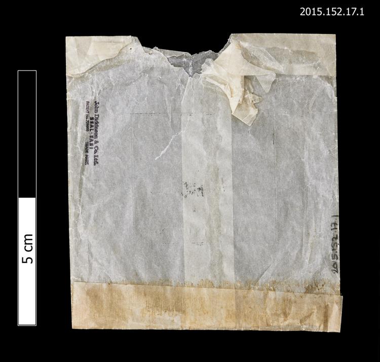 General view of envelope for spare string of Horniman Museum object no 2015.152.17.1