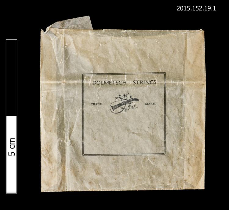 General view of envelope for spare string of Horniman Museum object no 2015.152.19.1